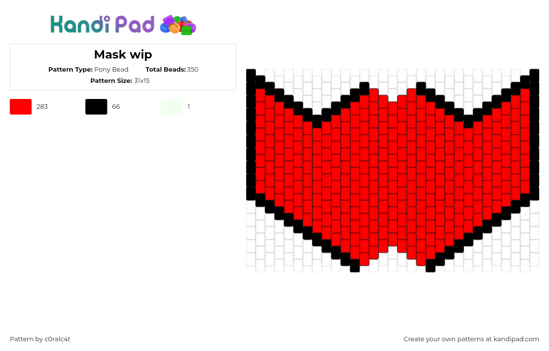 Mask wip - Pony Bead Pattern by c0ralc4t on Kandi Pad - base,mask,template,red