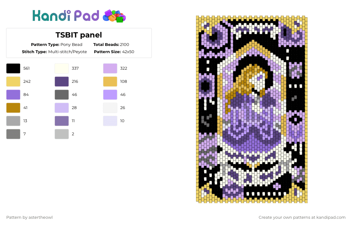 TSBIT panel - Pony Bead Pattern by astertheowl on Kandi Pad - yellow,pink,purple