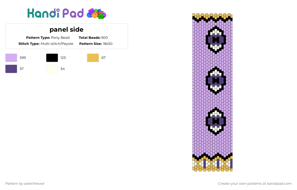 panel side - Pony Bead Pattern by astertheowl on Kandi Pad - pink