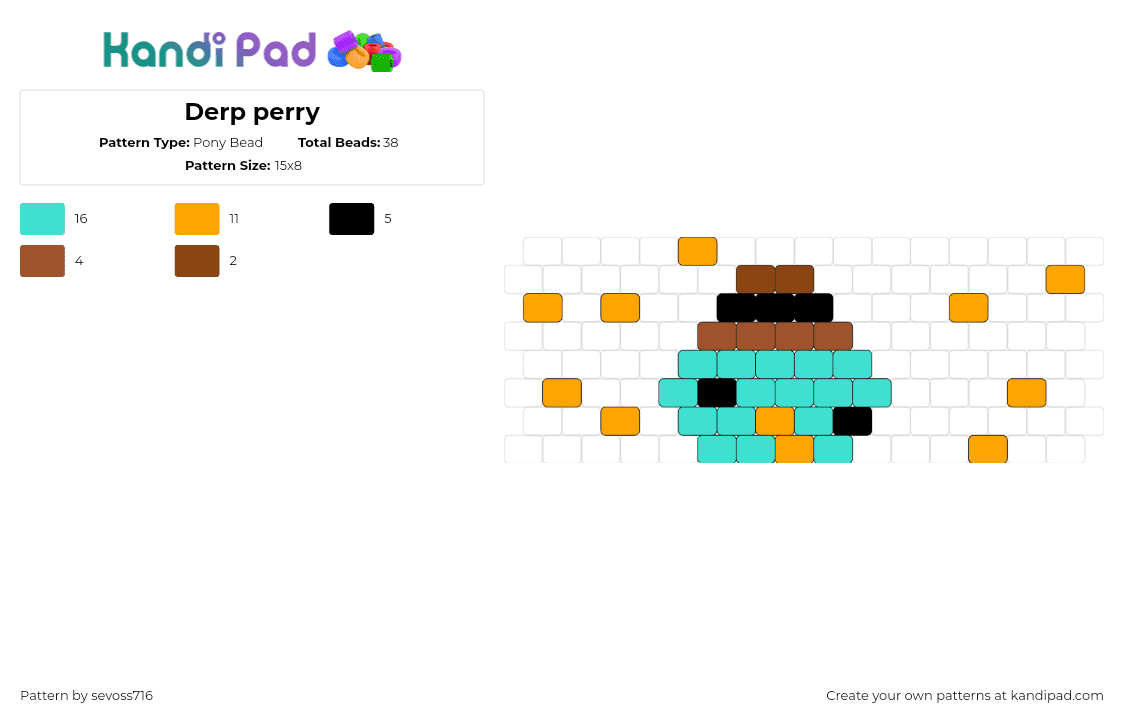 Derp perry - Pony Bead Pattern by sevoss716 on Kandi Pad - perry,phineas and ferb,platypus,silly,cartoon,tv show,teal,orange