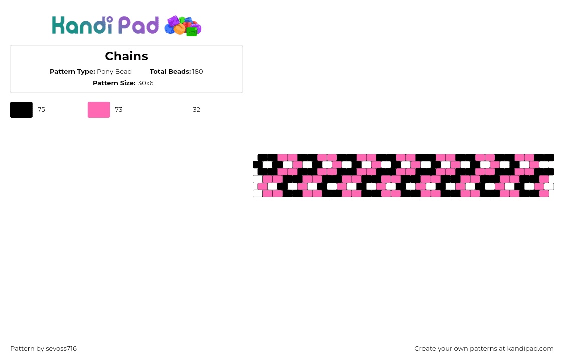 Chains - Pony Bead Pattern by sevoss716 on Kandi Pad - chain,checkered,flowers,repeating,cuff,pink,black