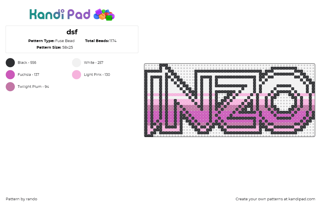 dsf - Fuse Bead Pattern by rando on Kandi Pad - inzo,logo,dj,edm,music,gradient,pink,white