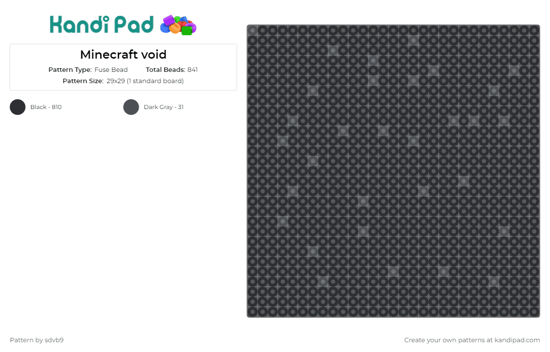 Minecraft void - Fuse Bead Pattern by sdvb9 on Kandi Pad - minecraft,video games,panel