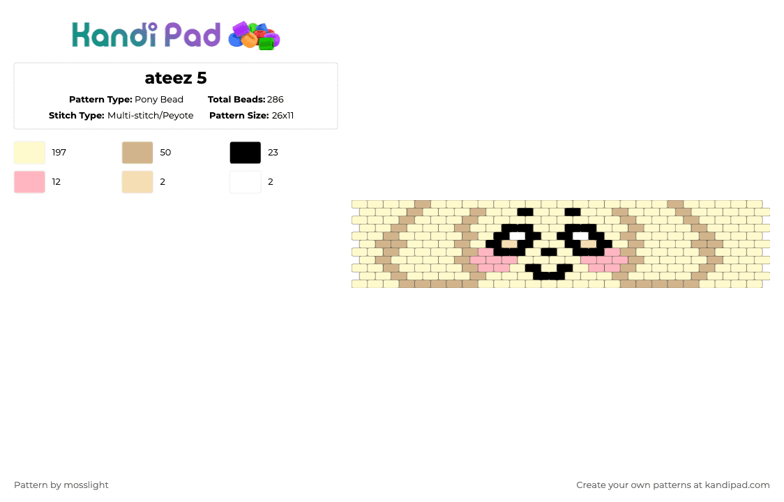 ateez 5 - Pony Bead Pattern by mosslight on Kandi Pad - yellow