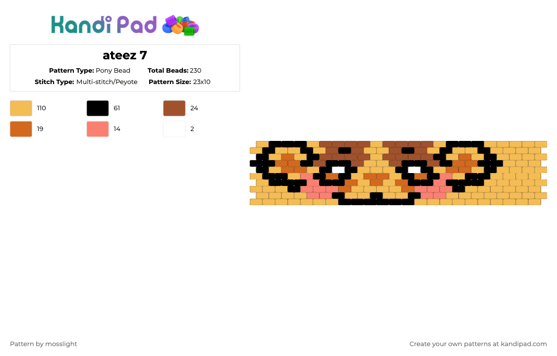ateez 7 - Pony Bead Pattern by mosslight on Kandi Pad - orange