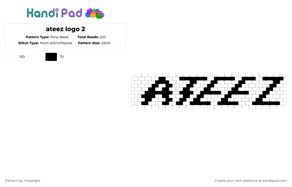 ateez logo 2 - Pony Bead Pattern by mosslight on Kandi Pad - white,black