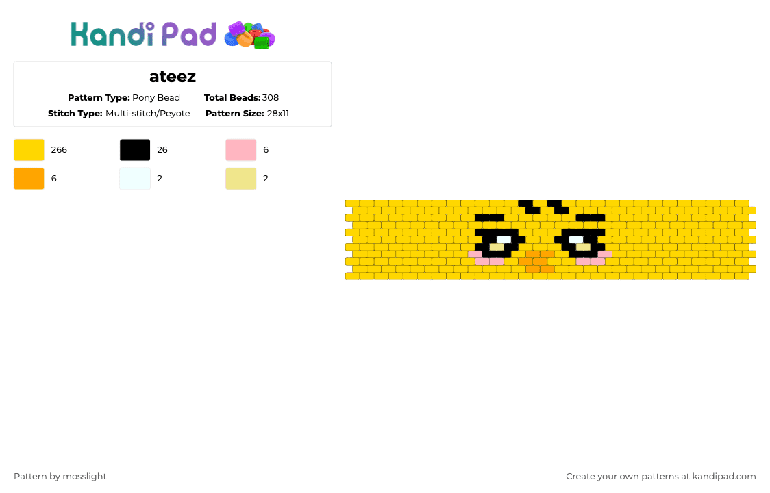 ateez - Pony Bead Pattern by mosslight on Kandi Pad - yellow