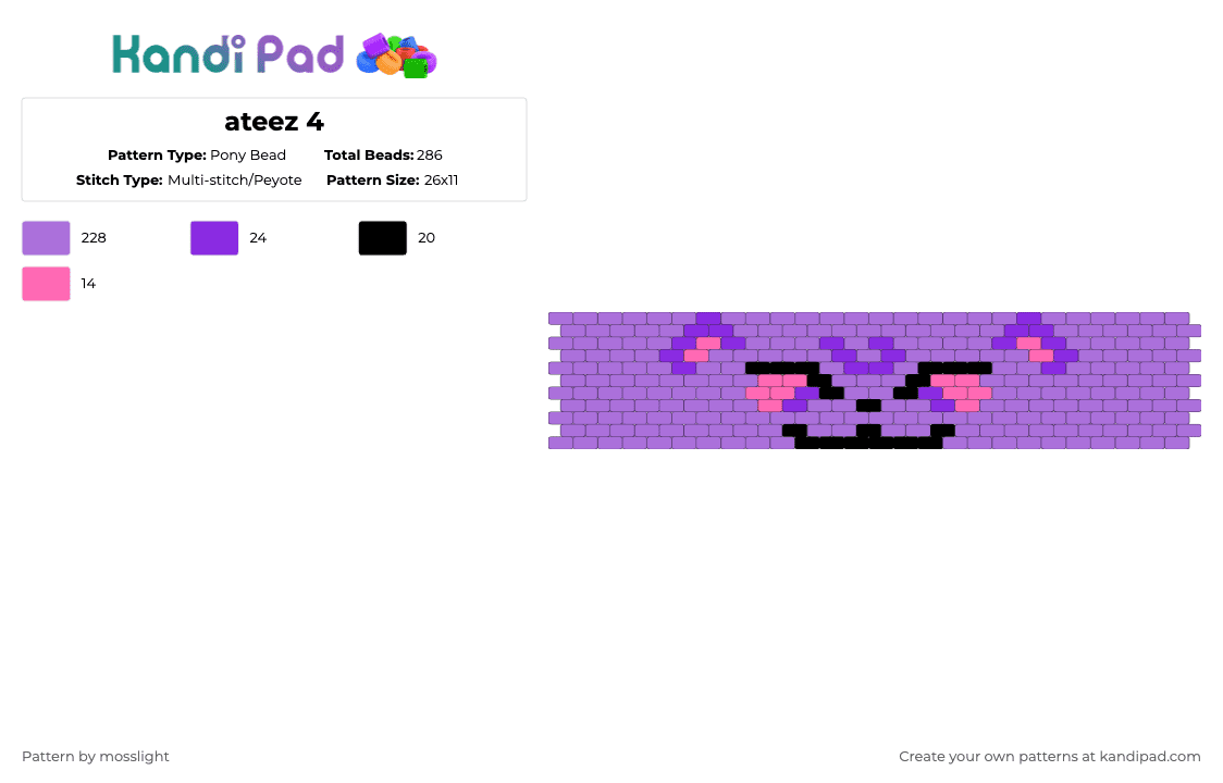 ateez 4 - Pony Bead Pattern by mosslight on Kandi Pad - pink