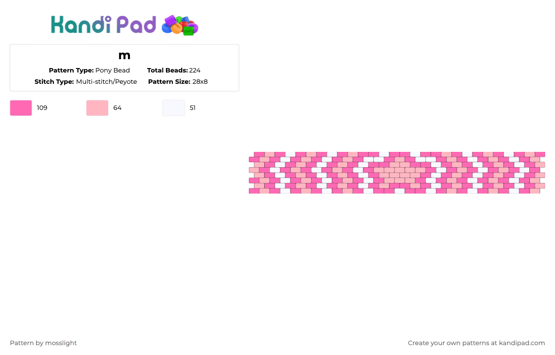 m - Pony Bead Pattern by mosslight on Kandi Pad - pink