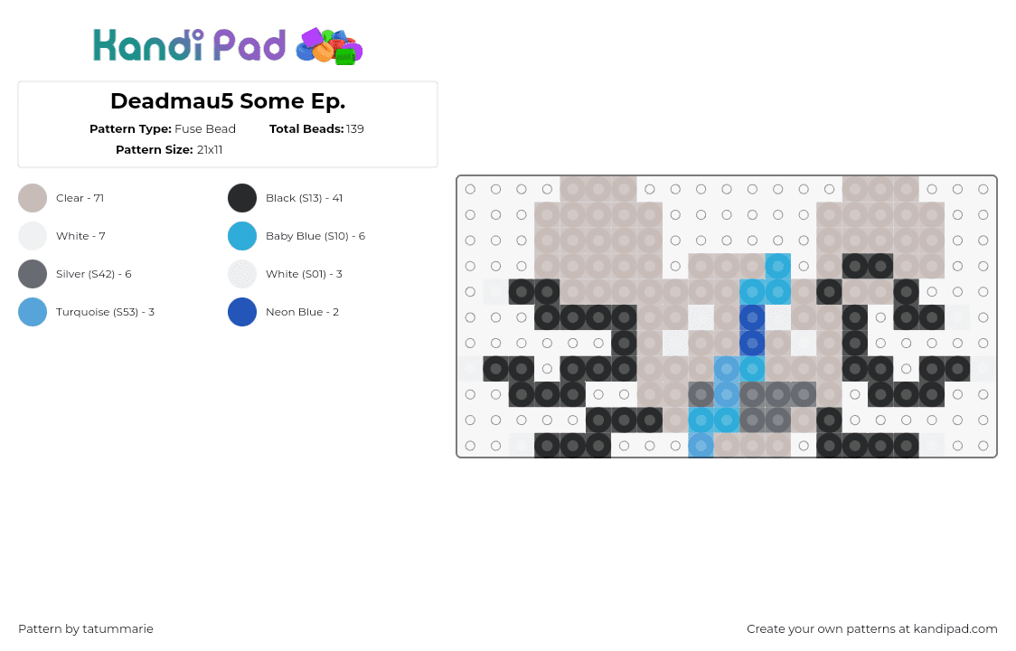 Deadmau5 Some Ep. - Fuse Bead Pattern by tatummarie on Kandi Pad - deadmau5,some ep,album,music,dj,edm,gray,black