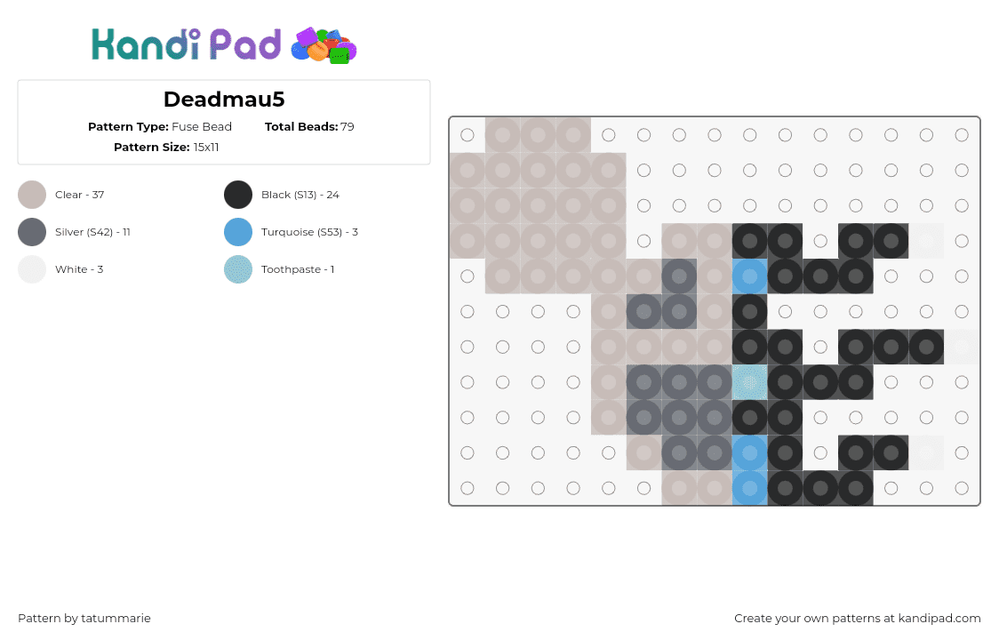 Deadmau5 - Fuse Bead Pattern by tatummarie on Kandi Pad - deadmau5,some ep,album,music,dj,edm,gray,black