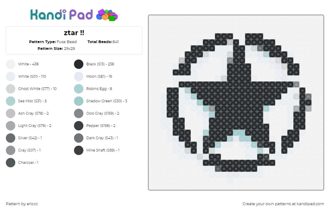 ztar !! - Fuse Bead Pattern by ericcc on Kandi Pad - ztar,star,logo,black