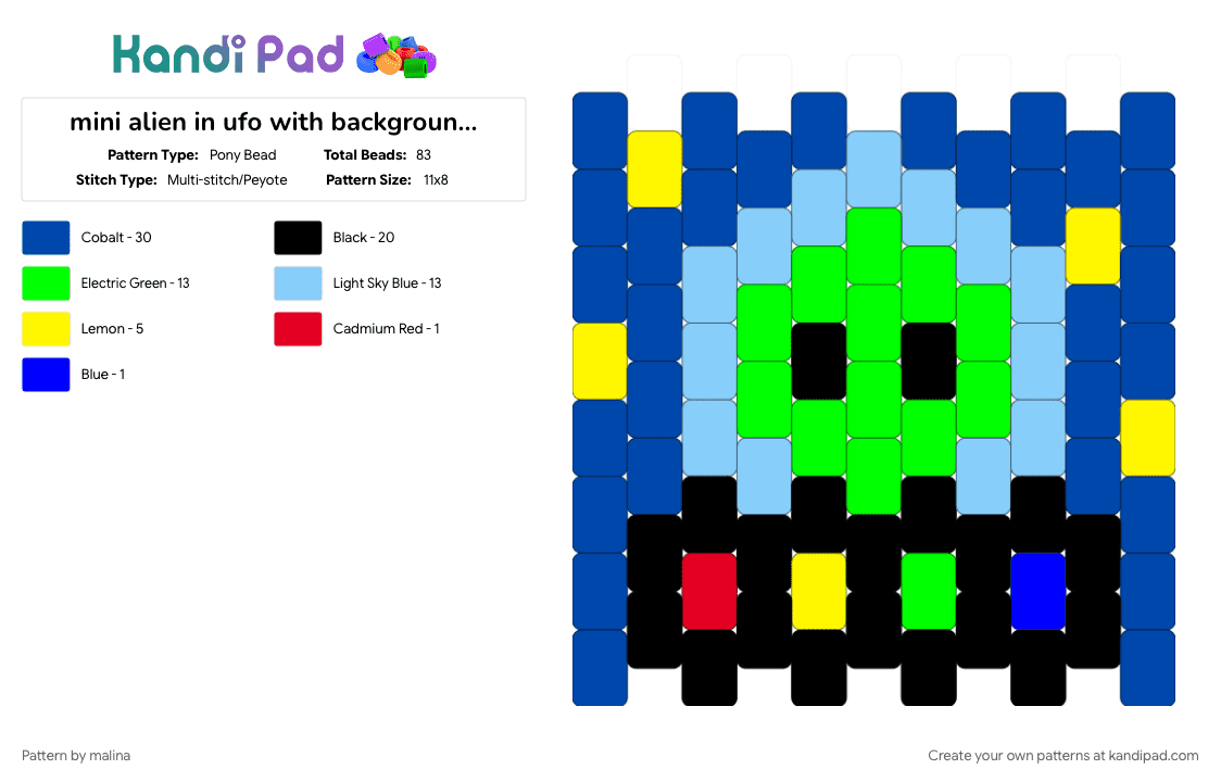 mini alien in ufo with background !! - Pony Bead Pattern by malina on Kandi Pad - blue, green, light blue