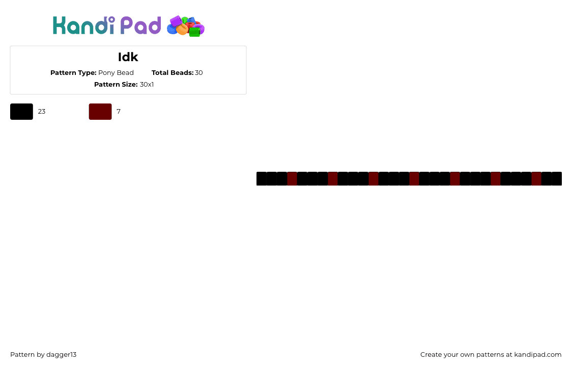 Idk - Pony Bead Pattern by dagger13 on Kandi Pad - dark,single,bracelet,black,red