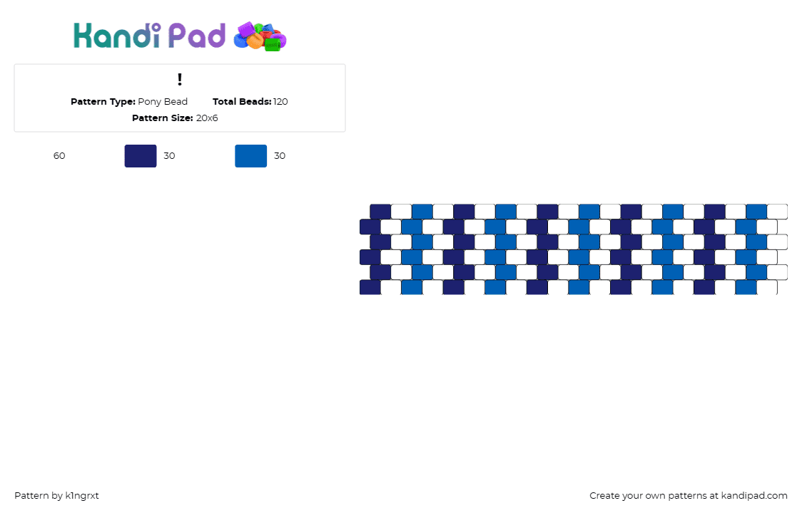 ! - Pony Bead Pattern by k1ngrxt on Kandi Pad - nautical,vertical,stripes,cuff,blue,white