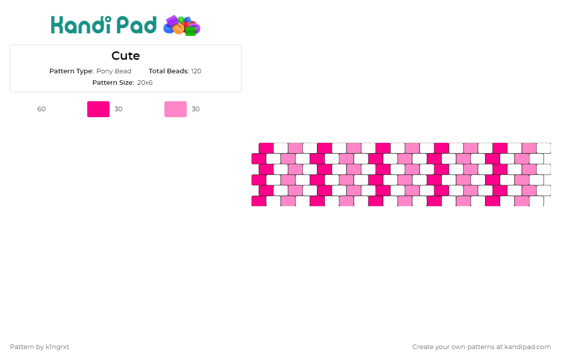 Cute - Pony Bead Pattern by k1ngrxt on Kandi Pad - stripes,cuff