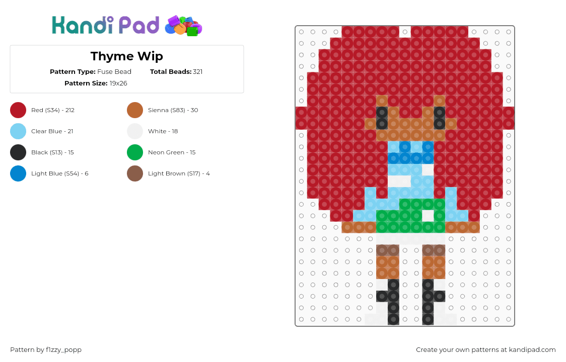 Thyme Wip - Fuse Bead Pattern by f1zzy_popp on Kandi Pad - red