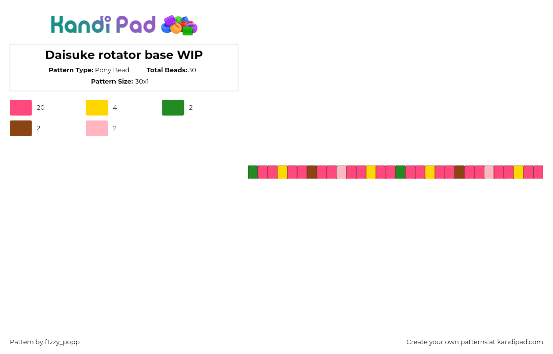 Daisuke rotator base WIP - Pony Bead Pattern by f1zzy_popp on Kandi Pad - daisuke,mouthwashing,single,bracelet,video game,pink