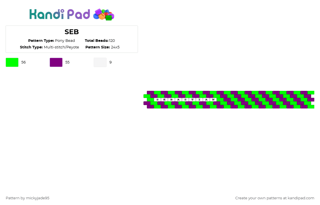 SEB - Pony Bead Pattern by mickyjade95 on Kandi Pad - pink,green