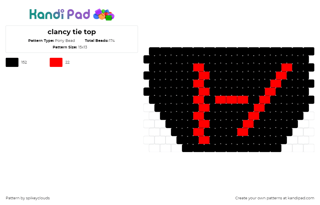 clancy tie top - Pony Bead Pattern by spikeyclouds on Kandi Pad - clancy,logo,twenty one pilots,album,music,band,tie,black,red