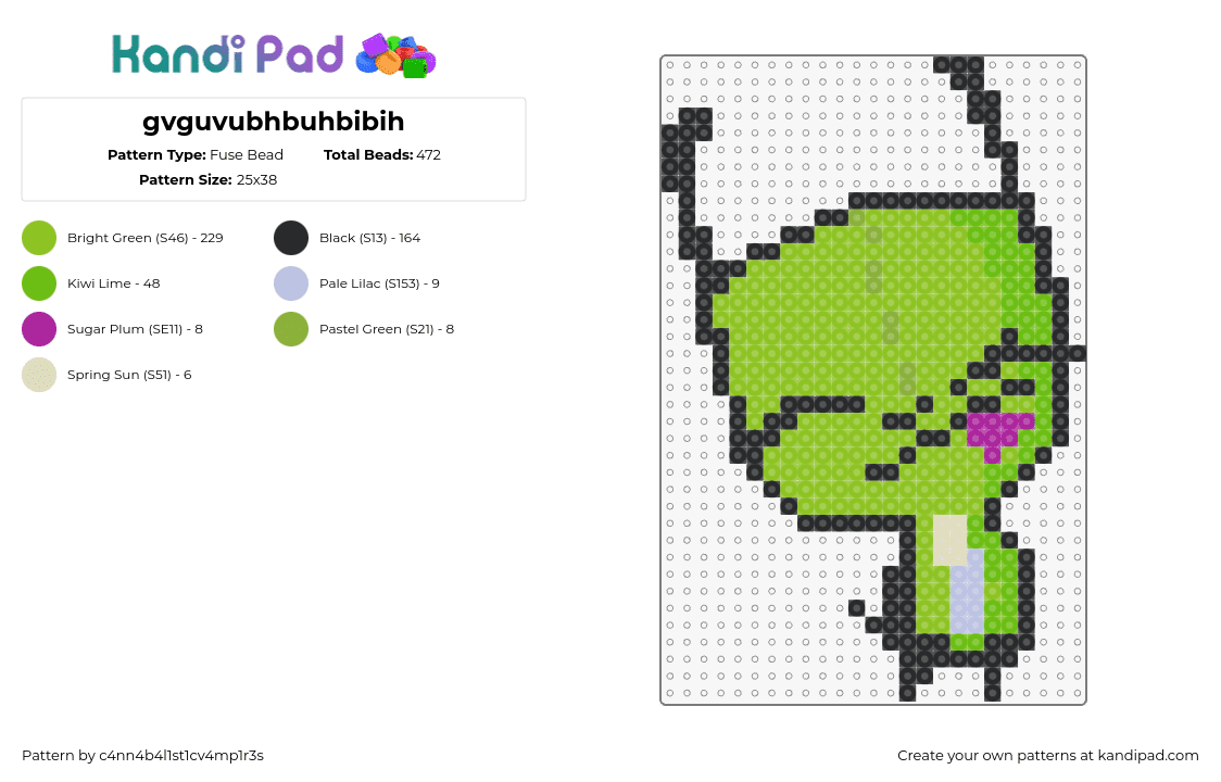 gvguvubhbuhbibih - Fuse Bead Pattern by c4nn4b4l1st1cv4mp1r3s on Kandi Pad - gir,invader,zim,costume,dog,character,cute,tongue,alien,cartoon,tv show,green