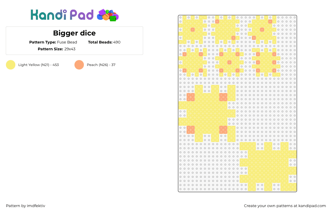 Bigger dice - Fuse Bead Pattern by imdfektiv on Kandi Pad - dice,3d,puzzle,box,yellow