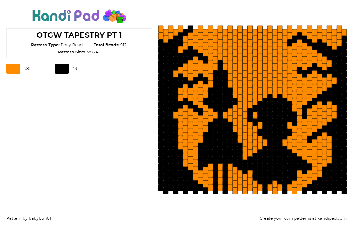 OTGW TAPESTRY PT 1 - Pony Bead Pattern by babybun61 on Kandi Pad - otgw,over the garden wall,silhouette,tv show,animation,panel,black,orange