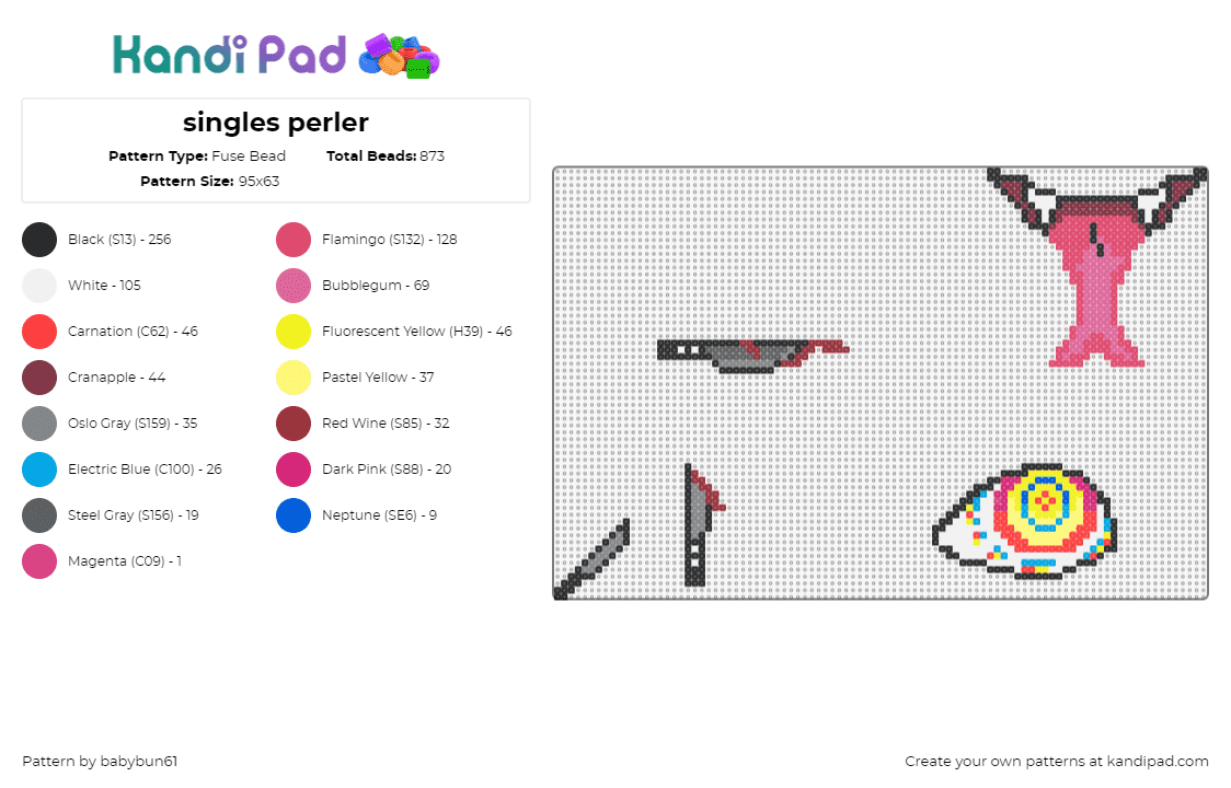 singles perler - Fuse Bead Pattern by babybun61 on Kandi Pad - knife,tongue,eye,charms,pink,gray,yellow