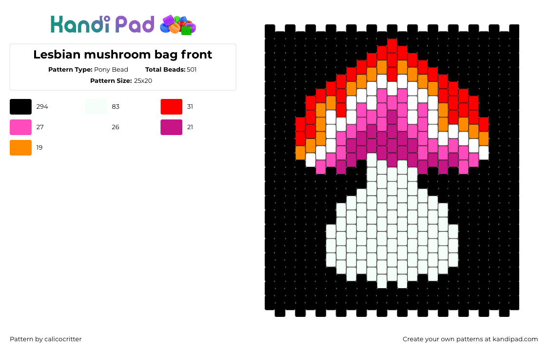 Lesbian mushroom bag front - Pony Bead Pattern by calicocritter on Kandi Pad - 