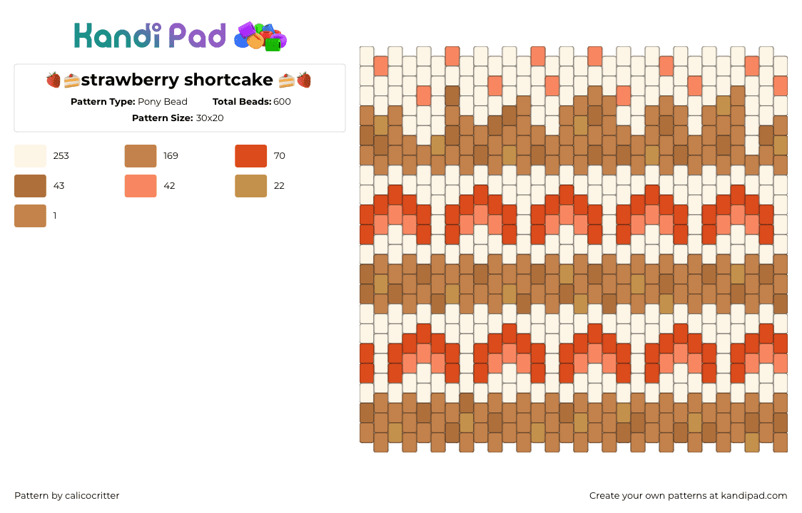 🍓🍰strawberry shortcake 🍰🍓 - Pony Bead Pattern by calicocritter on Kandi Pad - tan