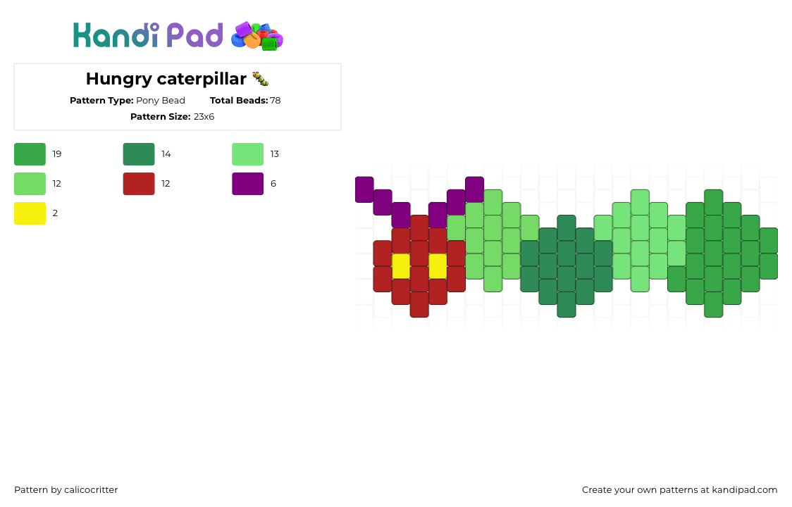 Hungry caterpillar 🐛 - Pony Bead Pattern by calicocritter on Kandi Pad - green