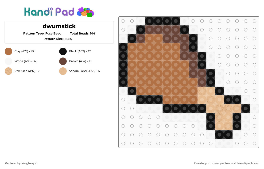 dwumstick - Fuse Bead Pattern by kinglenyx on Kandi Pad - drumstick,chicken,turkey,leg,food,animal,tan