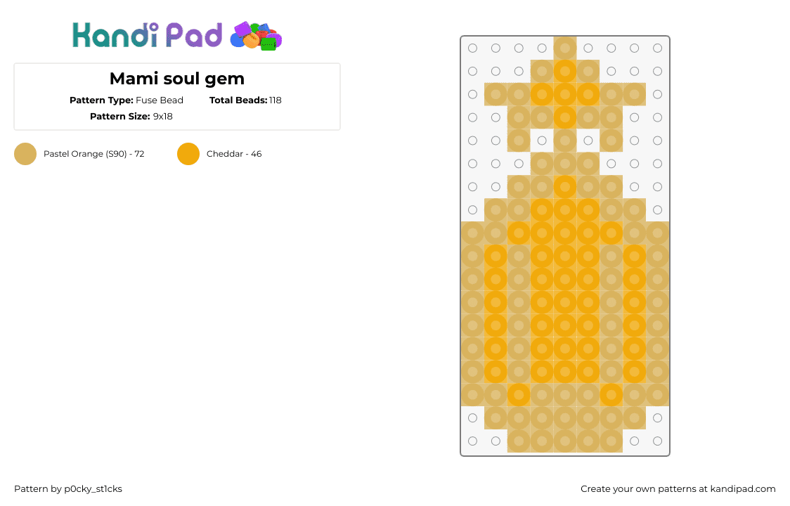 Mami soul gem - Fuse Bead Pattern by p0cky_st1cks on Kandi Pad - soul gem,mami,puella magi madoka magica,anime,tv show,yellow,tan