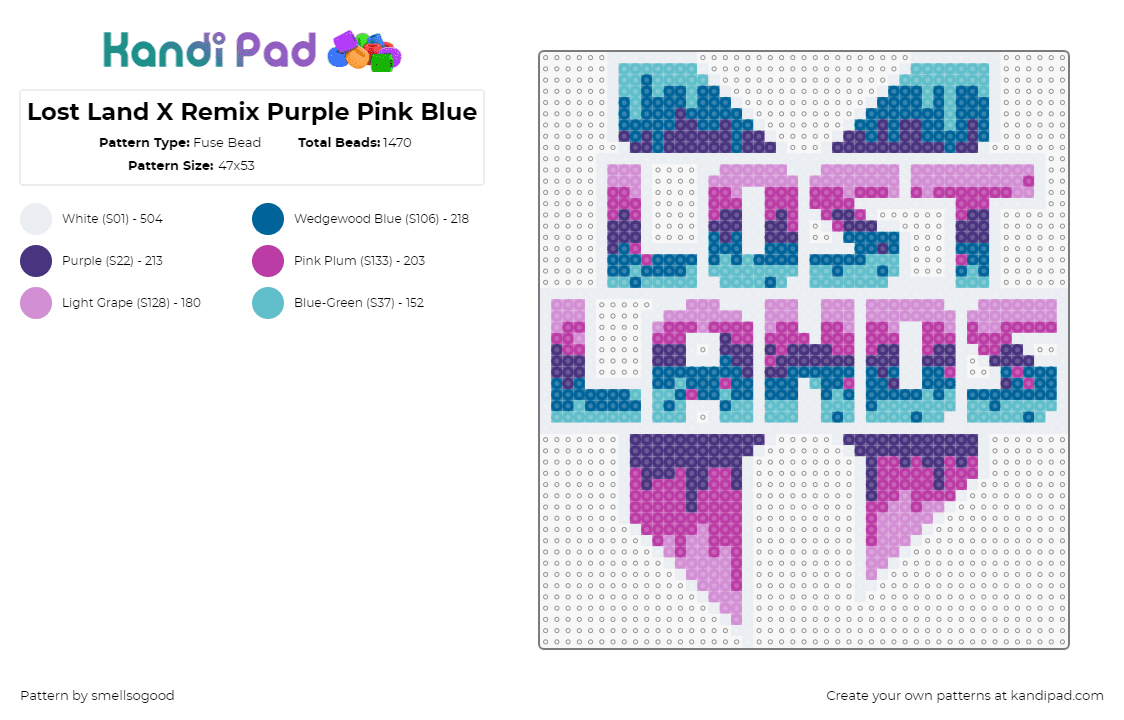 Lost Land X Remix Purple Pink Blue - Fuse Bead Pattern by smellsogood on Kandi Pad - 