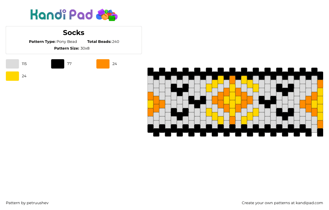 Socks - Pony Bead Pattern by petruushev on Kandi Pad - 