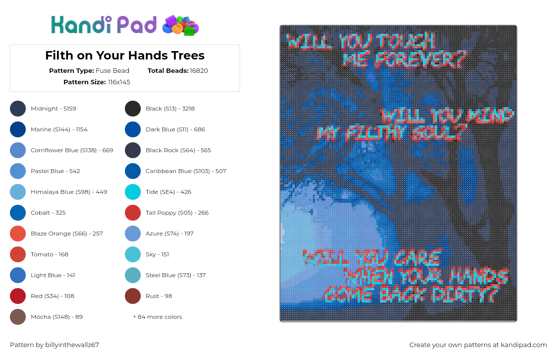 Filth on Your Hands Trees - Fuse Bead Pattern by billyinthewallz67 on Kandi Pad - 