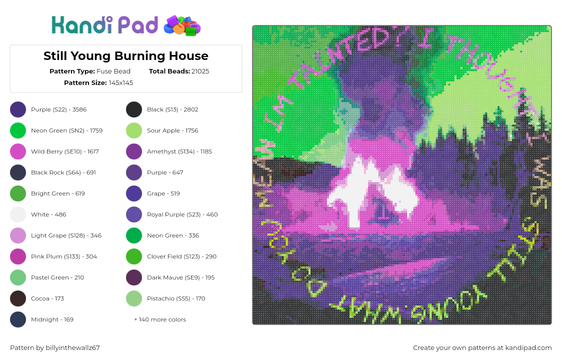 Still Young Burning House - Fuse Bead Pattern by billyinthewallz67 on Kandi Pad - 