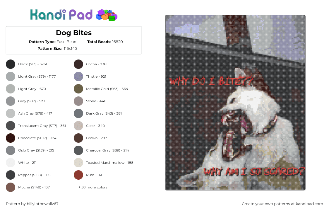 Dog Bites - Fuse Bead Pattern by billyinthewallz67 on Kandi Pad - 