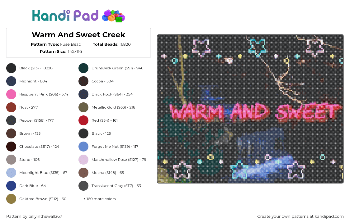 Warm And Sweet Creek - Fuse Bead Pattern by billyinthewallz67 on Kandi Pad - 