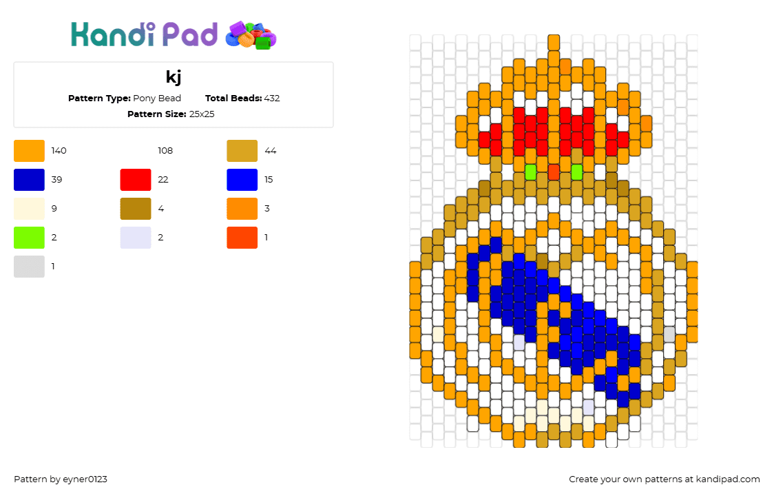 kj - Pony Bead Pattern by eyner0123 on Kandi Pad - crown,ring,crest,gold,blue