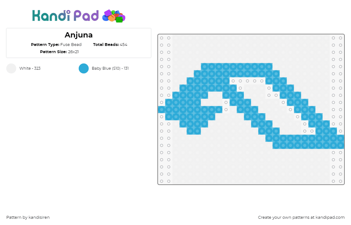 Anjuna - Fuse Bead Pattern by kandisiren on Kandi Pad - anjuna beats,logo,music,light blue