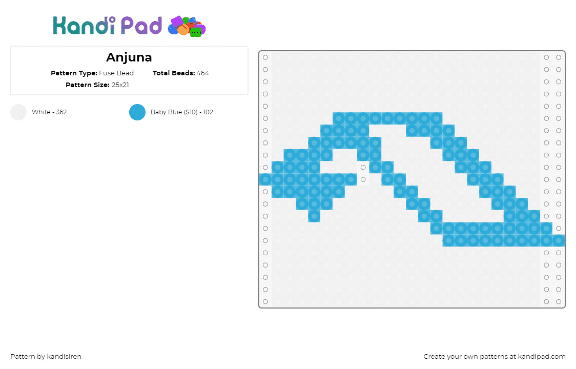 Anjuna - Fuse Bead Pattern by kandisiren on Kandi Pad - anjuna beats,logo,music,light blue