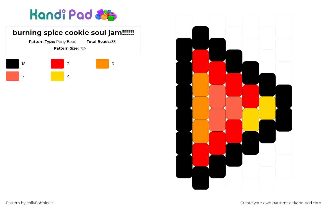 burning spice cookie soul jam!!!!!! - Pony Bead Pattern by collyflobbleee on Kandi Pad - black,red,cookierun