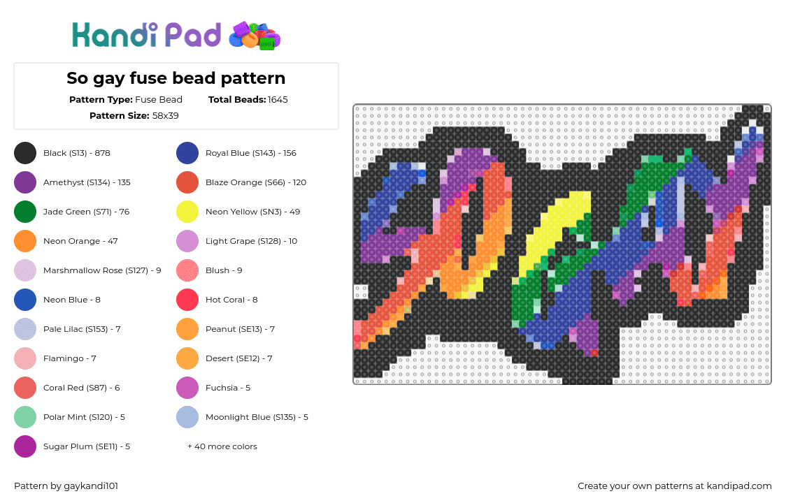 So gay fuse bead pattern - Fuse Bead Pattern by gaykandi101 on Kandi Pad - gay,graffiti,text,rainbow,black