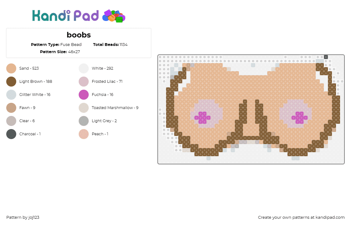 boobs - Fuse Bead Pattern by joj123 on Kandi Pad - boobs,breasts,nsfw