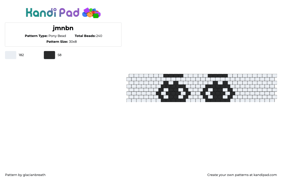 jmnbn - Pony Bead Pattern by glacianbreath on Kandi Pad - eyes,cuff,black,white