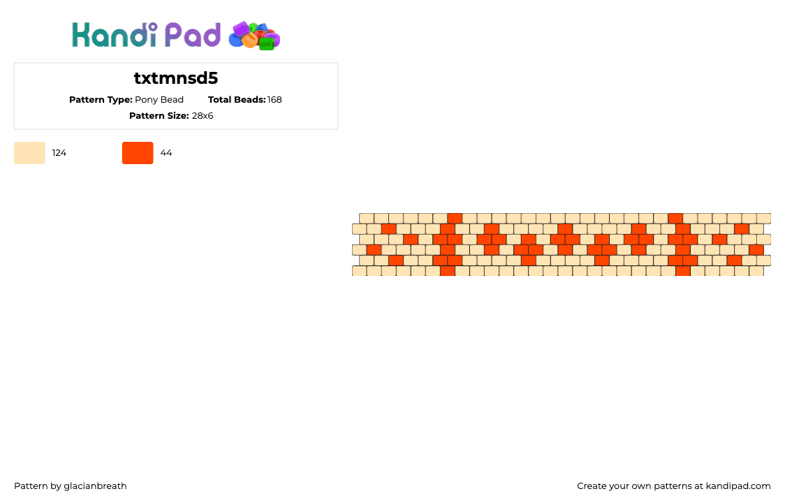 txtmnsd5 - Pony Bead Pattern by glacianbreath on Kandi Pad - txt,tomorrow x together,minisode,album,music,band,bracelet,cuff,tan,orange