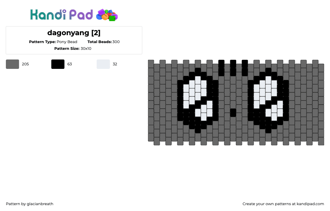 dagonyang [2] - Pony Bead Pattern by glacianbreath on Kandi Pad - dagonyang,eyes,txt,tomorrow x together,music,cuff,gray