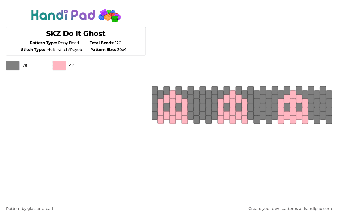 SKZ Do It Ghost - Pony Bead Pattern by glacianbreath on Kandi Pad - gray,pink,stray kids,skz,ghost