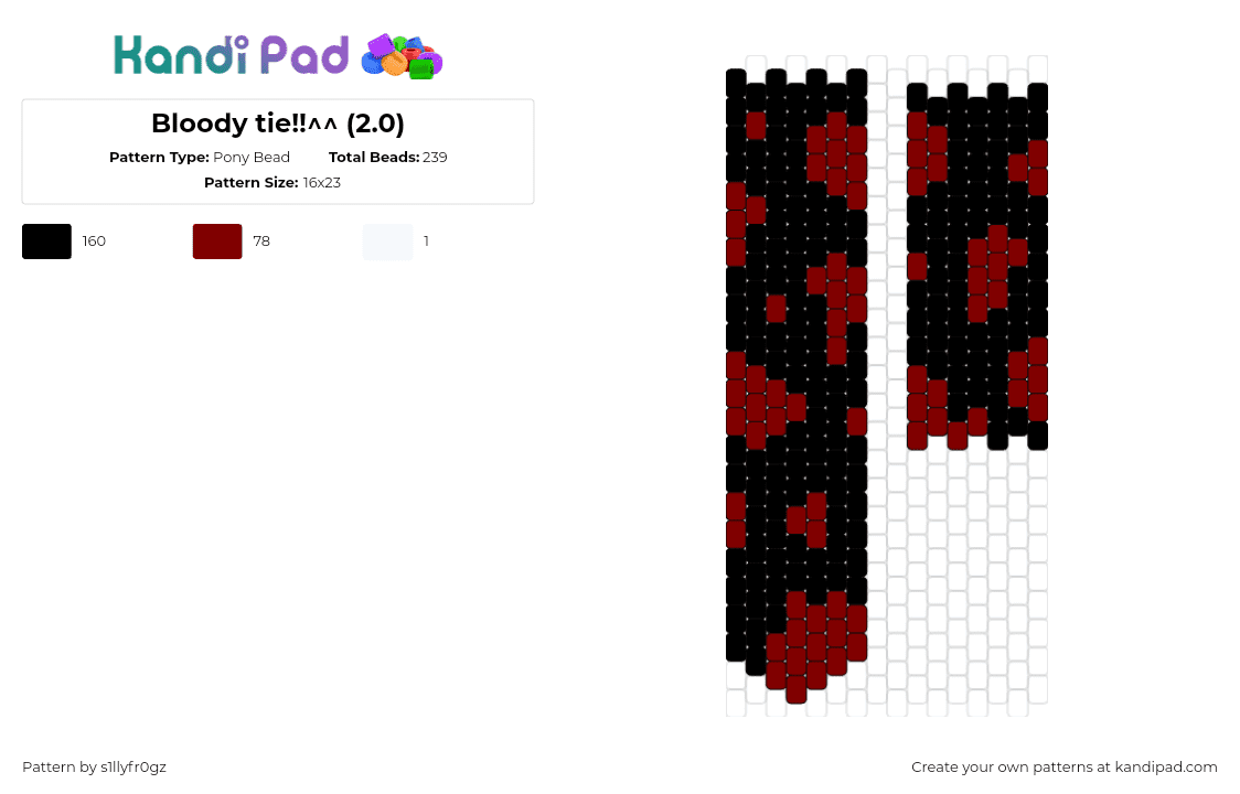 Bloody tie!!^^ (2.0) - Pony Bead Pattern by s1llyfr0gz on Kandi Pad - blood,tie,clothing,red,black